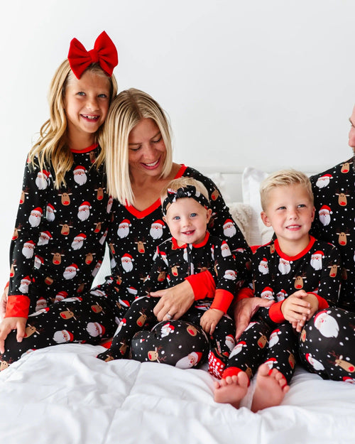 Baby Kids Bamboo Pajamas — Snow Ho Ho Headwrap — Image 4