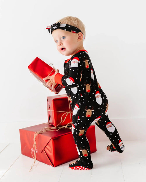 Baby Kids Bamboo Pajamas — Snow Ho Ho Headwrap — Image 12