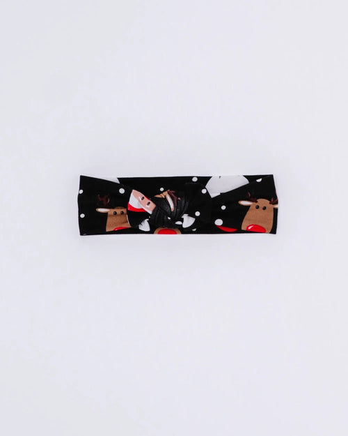 Baby Kids Bamboo Pajamas — Snow Ho Ho Headwrap — Image 6