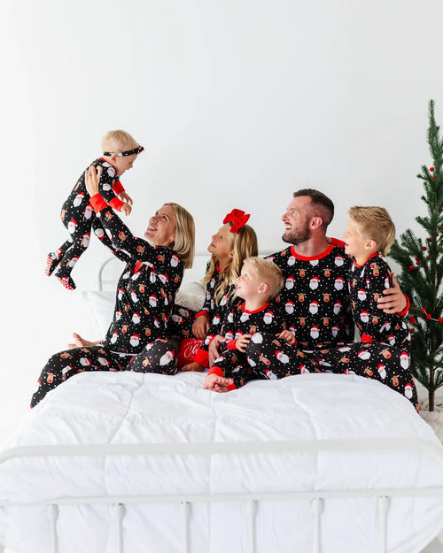 Baby Kids Bamboo Pajamas — Snow Ho Ho Women's Long Sleeve V-Neck Shirt — Image 2