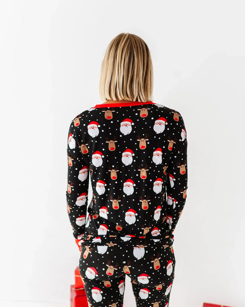 Baby Kids Bamboo Pajamas — Snow Ho Ho Women's Long Sleeve V-Neck Shirt — Image 6