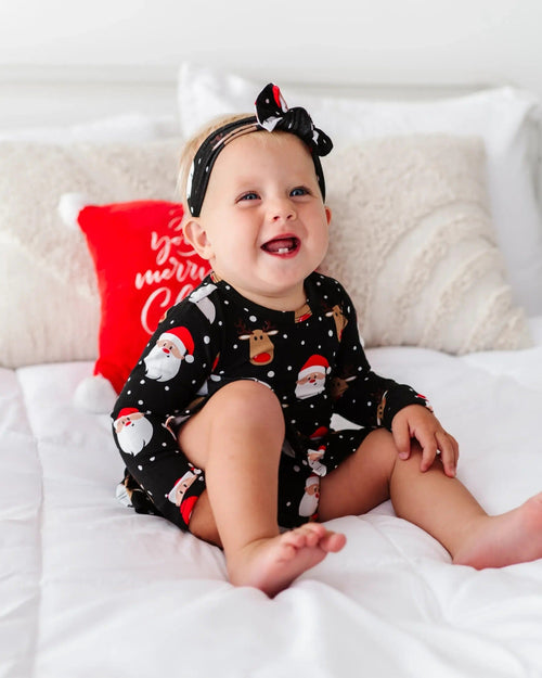 Baby Kids Bamboo Pajamas — Snow Ho Ho Ruffle Dress — Image 3