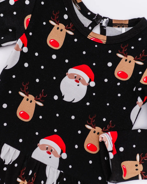 Baby Kids Bamboo Pajamas — Snow Ho Ho Ruffle Dress — Image 5