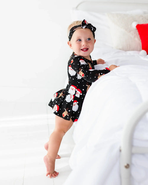 Baby Kids Bamboo Pajamas — Snow Ho Ho Ruffle Dress — Image 7