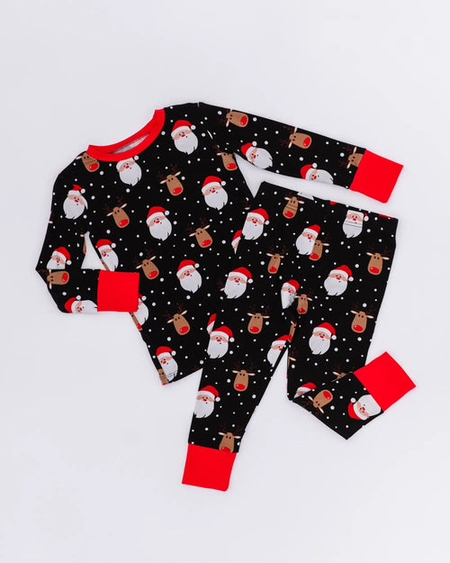 Baby Kids Bamboo Pajamas — Snow Ho Ho Two-Piece Pajama Set — Image 4