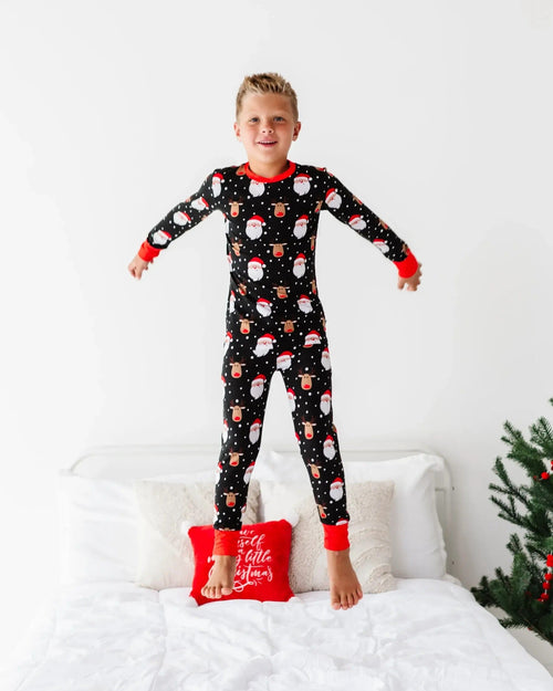 Baby Kids Bamboo Pajamas — Snow Ho Ho Two-Piece Pajama Set — Image 19