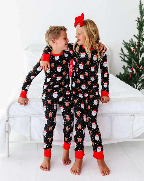 Baby Kids Bamboo Pajamas — Snow Ho Ho Two-Piece Pajama Set — Image 1