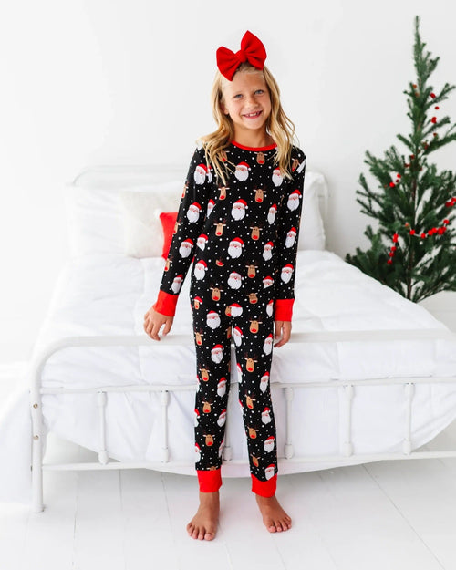 Baby Kids Bamboo Pajamas — Snow Ho Ho Two-Piece Pajama Set — Image 12