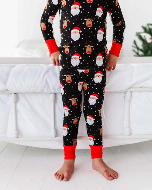 Baby Kids Bamboo Pajamas — Snow Ho Ho Two-Piece Pajama Set — Image 9