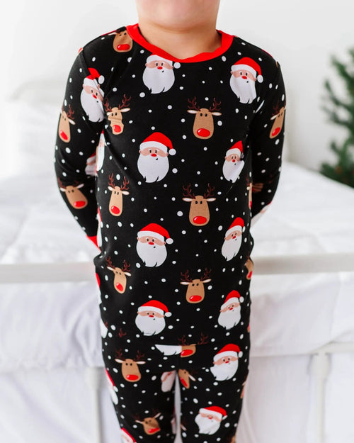 Baby Kids Bamboo Pajamas — Snow Ho Ho Two-Piece Pajama Set — Image 5