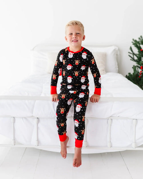 Baby Kids Bamboo Pajamas — Snow Ho Ho Two-Piece Pajama Set — Image 8