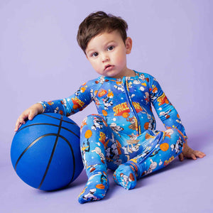 Baby Kids Bamboo Pajamas — Space Jam™ Convertible Romper — Image 1