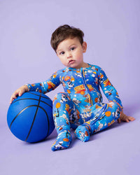 Baby Kids Bamboo Pajamas — Space Jam™ Convertible Romper — Image 1