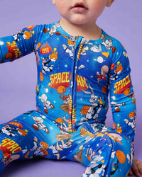Baby Kids Bamboo Pajamas — Space Jam™ Convertible Romper — Image 1