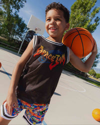Baby Kids Bamboo Pajamas — Space Jam™ Clutch Jersey Top With Shorts — Image 1