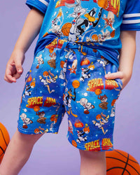 Baby Kids Bamboo Pajamas — Space Jam™ Varsity Shorts — Image 1