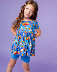 Baby Kids Bamboo Pajamas — Space Jam™ Short Sleeve Empire Waist Top & Shorts Set — Image 1