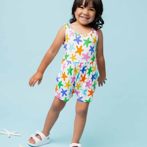 Baby Kids Bamboo Pajamas — Star of the Shore Sleeveless Classic Girls Romper — Image 1