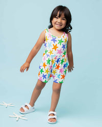 Baby Kids Bamboo Pajamas — Star of the Shore Sleeveless Classic Girls Romper — Image 1