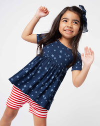 Baby Kids Bamboo Pajamas — Star of the Show Short Sleeve Empire Waist Top & Shorts Set — Image 1