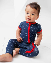 Baby Kids Bamboo Pajamas — Star of the Show Short Sleeve Romper — Image 1