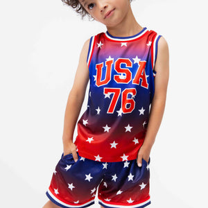 Baby Kids Bamboo Pajamas — Stars Aligned Jersey Top with Shorts — Image 1