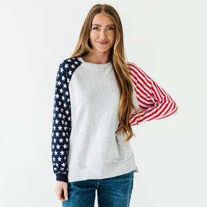 Stars & Stripes Women's Crew Neck Sweatshirt - Image 1 - Bums & Roses