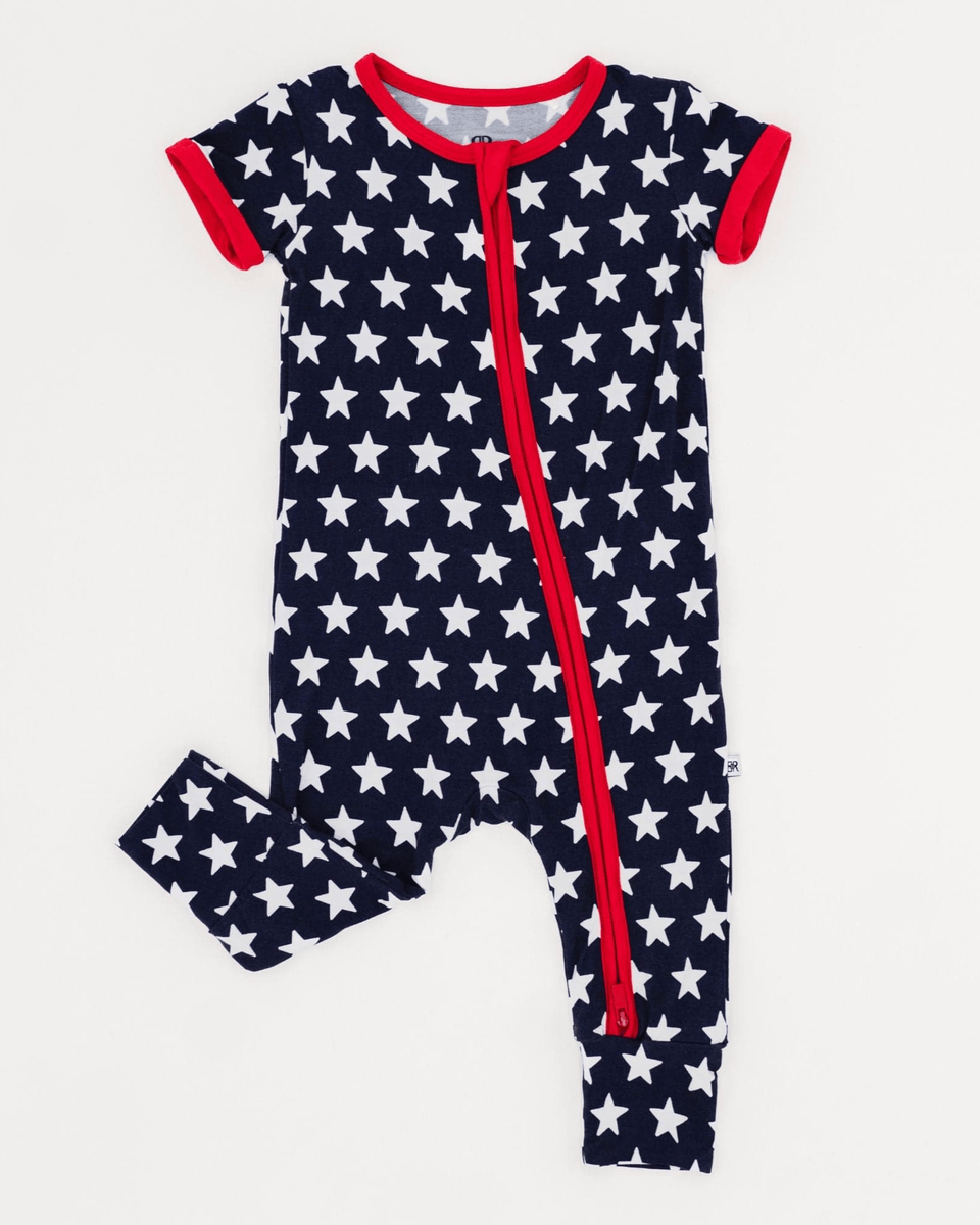 Navy Star Short Sleeve Romper