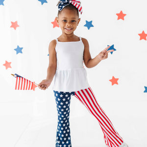 Baby Kids Bamboo Pajamas — Stars & Stripes Peplum Tank Top & Flare Pants Set — Image 1