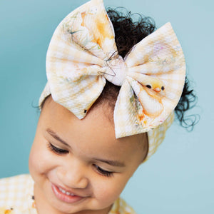 Baby Kids Bamboo Pajamas — Sunny Side Up Biggie Bow — Image 1