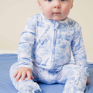 Baby Kids Bamboo Pajamas — Sweet Safari Footie — Image 1