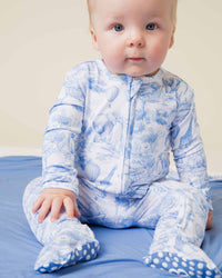 Baby Kids Bamboo Pajamas — Sweet Safari Footie — Image 1