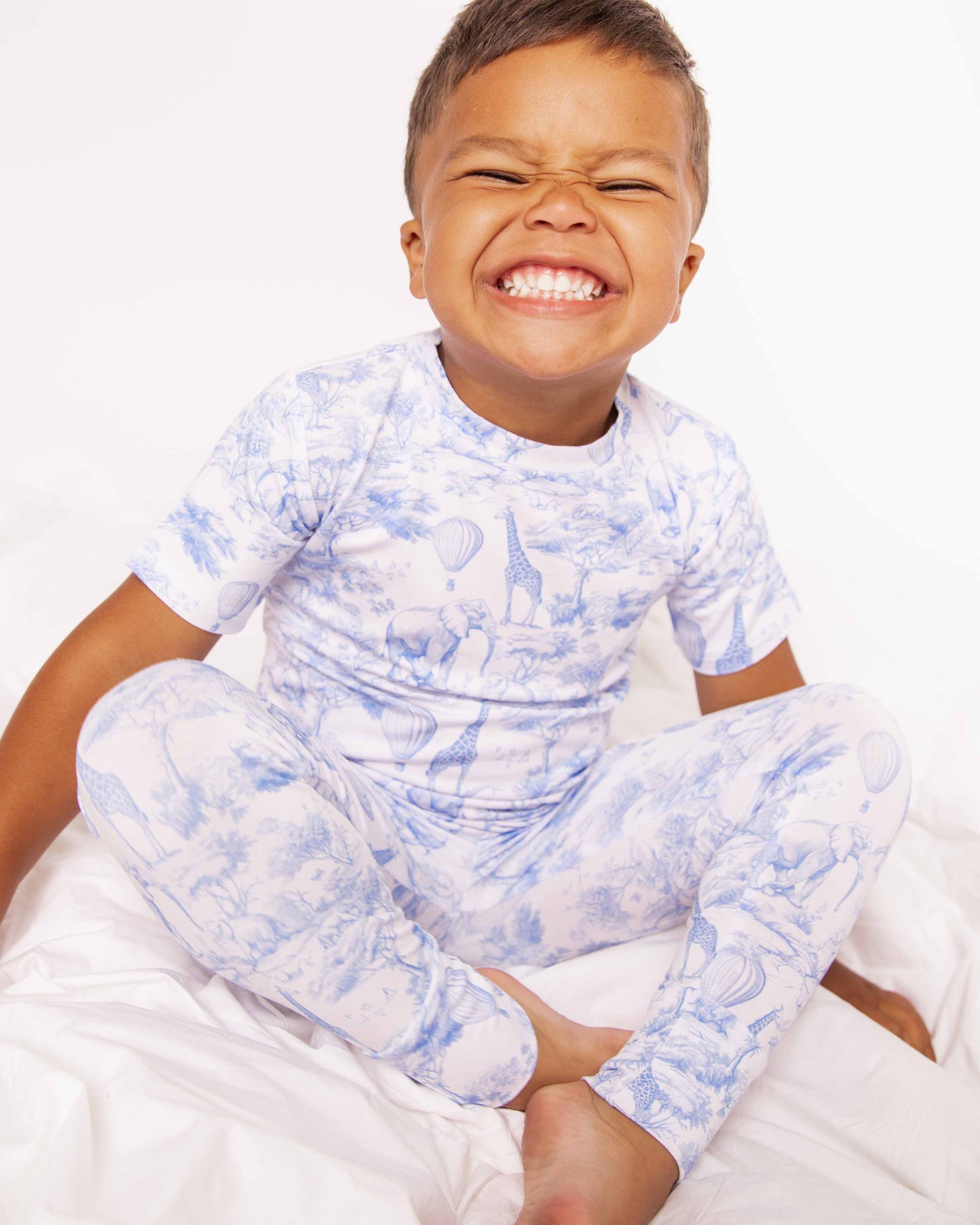 Baby Kids Bamboo Pajamas — Sweet Safari Short Sleeve Pajama Set — Image 3