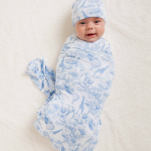 Baby Kids Bamboo Pajamas — Sweet Safari Swaddle & Beanie Set — Image 1