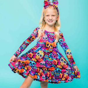 Baby Kids Bamboo Pajamas — Sweet But Deadly Long Sleeve Dress & Shorts Set — Image 1