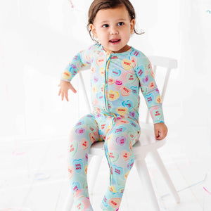 Baby Kids Bamboo Pajamas — Sweethearts® Blue Ombre Convertible Romper — Image 1