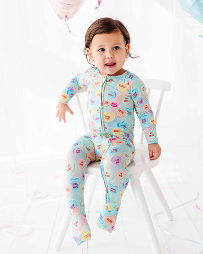 Bums & Roses - Baby & Kids Bamboo Pajamas - Sweethearts® Blue Ombre Convertible Romper - Image 1