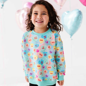 Bums & Roses - Baby & Kids Bamboo Pajamas - Sweethearts® Blue Ombre Crew Neck Sweatshirt - Image 1