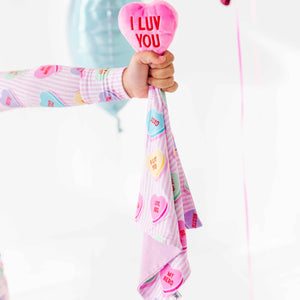 Bums & Roses - Baby & Kids Bamboo Pajamas - Sweethearts® Pink Stripe Lovey + Plush - Image 1