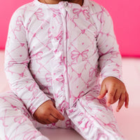 Baby Kids Bamboo Pajamas — Take A Bow Convertible Ruffle Romper — Image 1