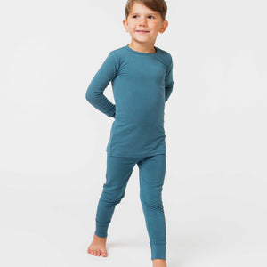 Baby Kids Bamboo Pajamas — Teal It Like It Is Long Sleeve Pajama Set — Image 5