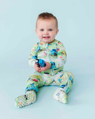 Baby Kids Bamboo Pajamas — The Little Engine That Could® Convertible Romper — Image 1