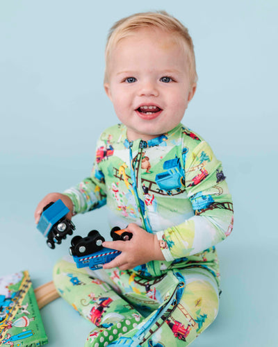 Baby Kids Bamboo Pajamas — The Little Engine That Could® Footie — Image 1