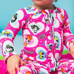 Baby Kids Bamboo Pajamas — The Powerpuff Girls™ Convertible Ruffle Romper — Image 1