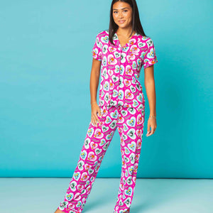 Baby Kids Bamboo Pajamas — The Powerpuff Girls™ Women's Short Sleeve Collar Shirt & Pants Set — Image 1