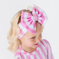Baby Kids Bamboo Pajamas — Tickle Me Pink Biggie Bow — Image 1
