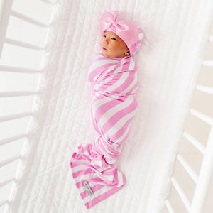 Tickle Me Pink Swaddle & Bow Beanie - Image 1 - Bums & Roses