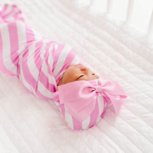 Tickle Me Pink Swaddle & Bow Beanie - Image 3 - Bums & Roses