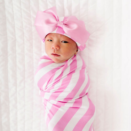 Tickle Me Pink Swaddle & Bow Beanie - Image 5 - Bums & Roses