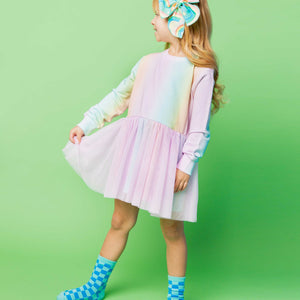 Baby Kids Bamboo Pajamas — Rainbow Long Sleeve Sweatshirt Tulle Dress — Image 1